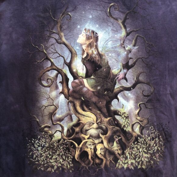 VTG The Mountain Fairy Tie Dye T-shirt Unisex Sz 2XL Dark Fantasy Elves Y2k USA - Picture 4 of 10